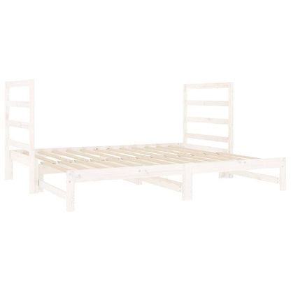 Dormeuse Estraibile Bianca 2x(90x190) cm Legno Massello di Pino