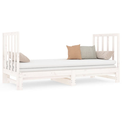 Dormeuse Estraibile Bianca 2x(90x190) cm Legno Massello di Pino | homemem39
