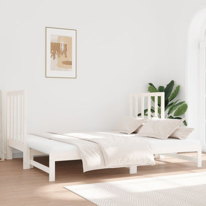 Dormeuse Estraibile Bianca 2x(90x190) cm Legno Massello di Pino | homemem39