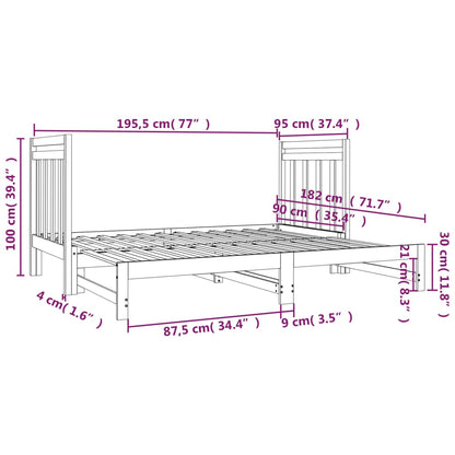 Dormeuse Estraibile 2x(90x190) cm Legno Massello di Pino | homemem39