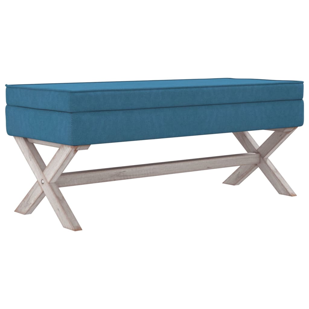 Sgabello Portaoggetti Blu 110x45x49 cm in Velluto - homemem39