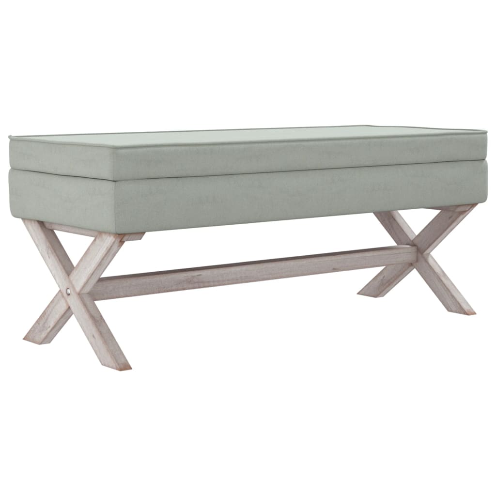 Sgabello Portaoggetti Grigio chiaro 110x45x49 cm in Velluto - homemem39