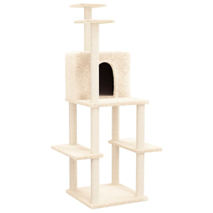 Albero per Gatti con Tiragraffi in Sisal Crema 144,5 cm - homemem39