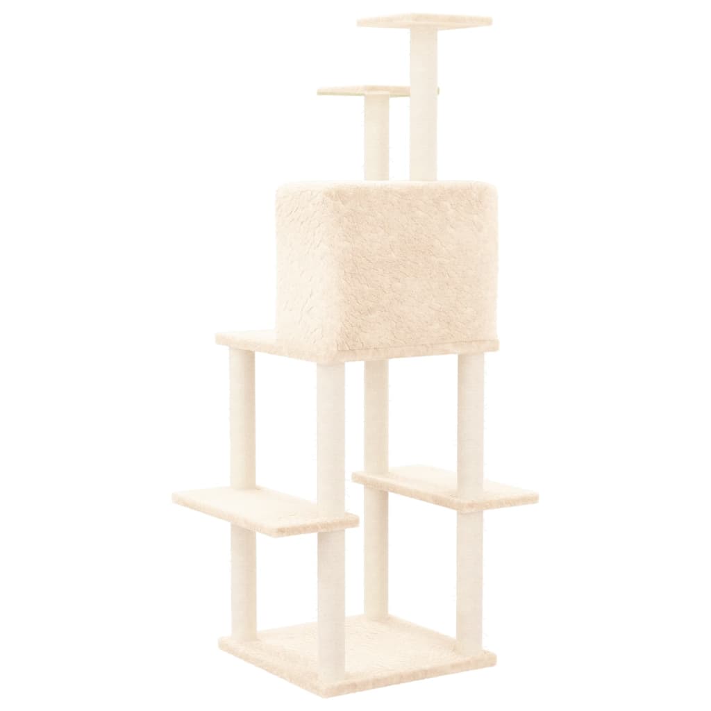 Albero per Gatti con Tiragraffi in Sisal Crema 144,5 cm - homemem39