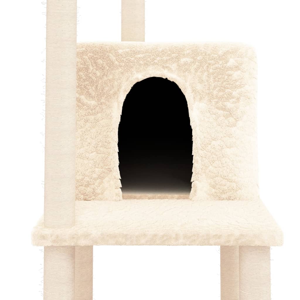 Albero per Gatti con Tiragraffi in Sisal Crema 144,5 cm - homemem39