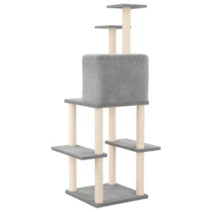 Albero per Gatti con Tiragraffi in Sisal Grigio Chiaro 144,5 cm - homemem39