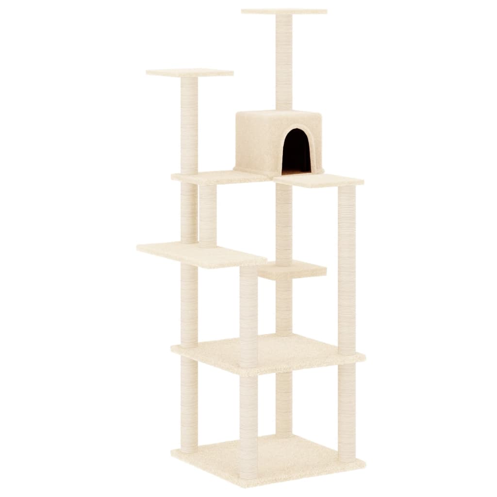 Albero per Gatti con Tiragraffi in Sisal Crema 153 cm - homemem39