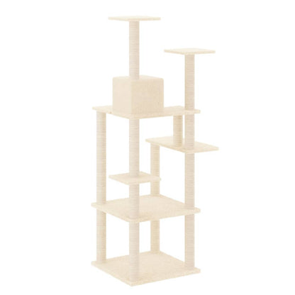 Albero per Gatti con Tiragraffi in Sisal Crema 153 cm - homemem39