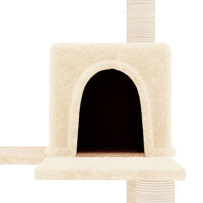 Albero per Gatti con Tiragraffi in Sisal Crema 153 cm - homemem39