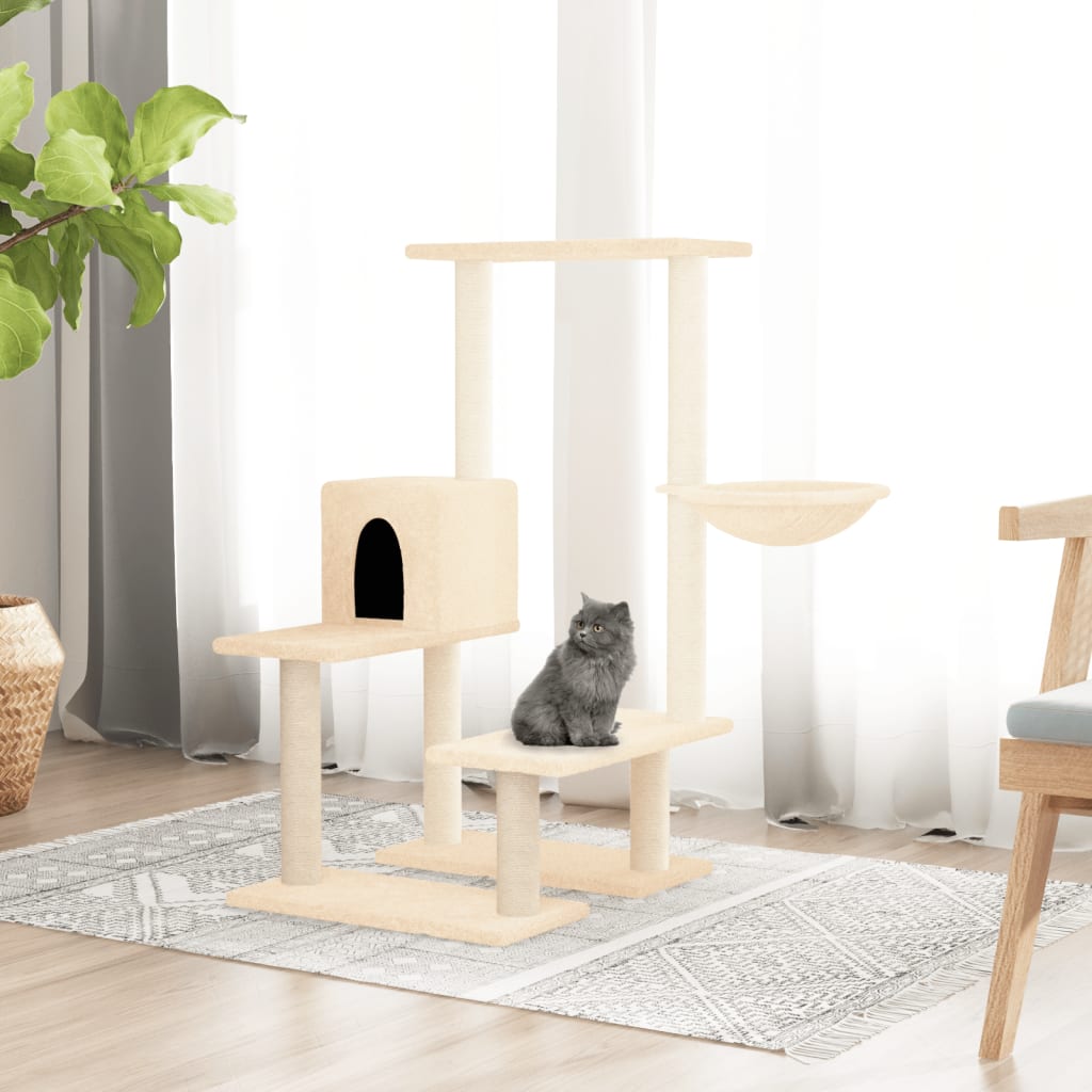 Albero per Gatti con Tiragraffi in Sisal Crema 94,5 cm - homemem39