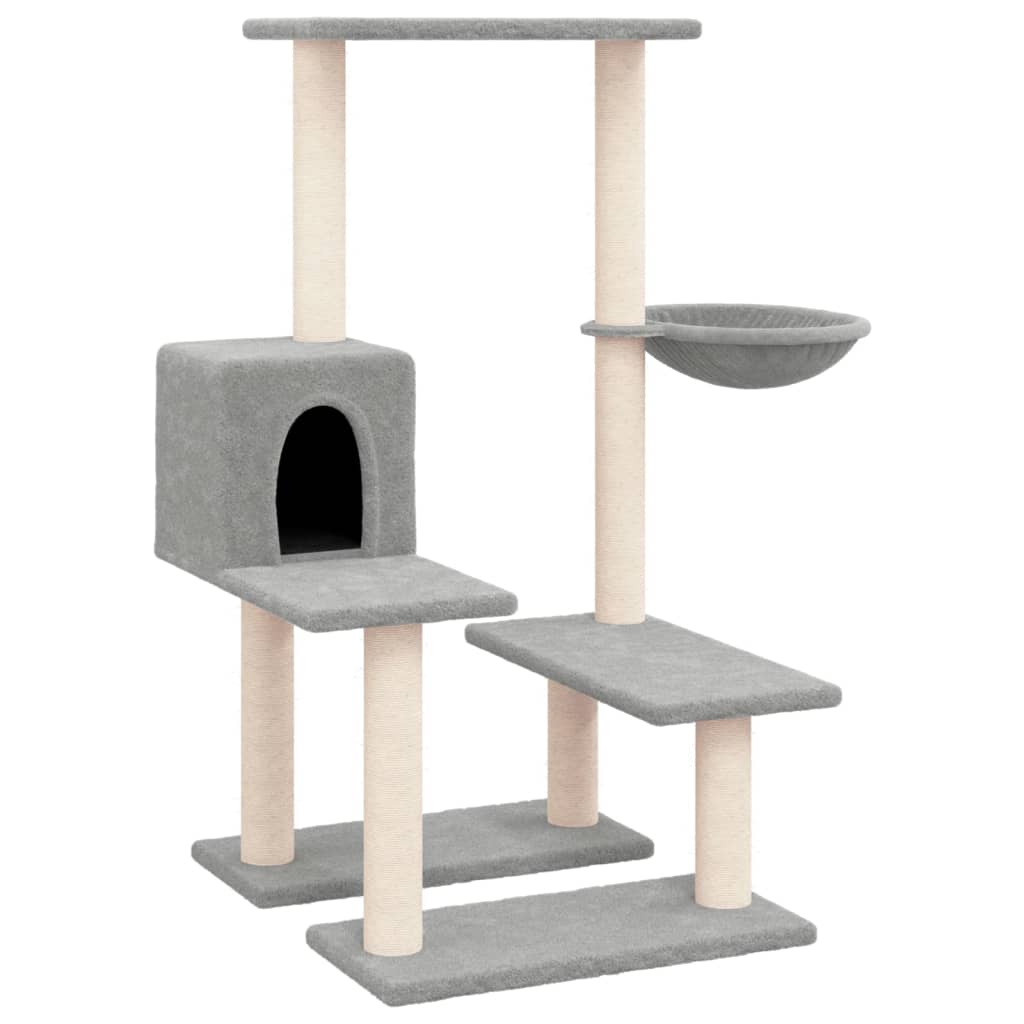 Albero per Gatti con Tiragraffi in Sisal Grigio Chiaro 94,5 cm - homemem39