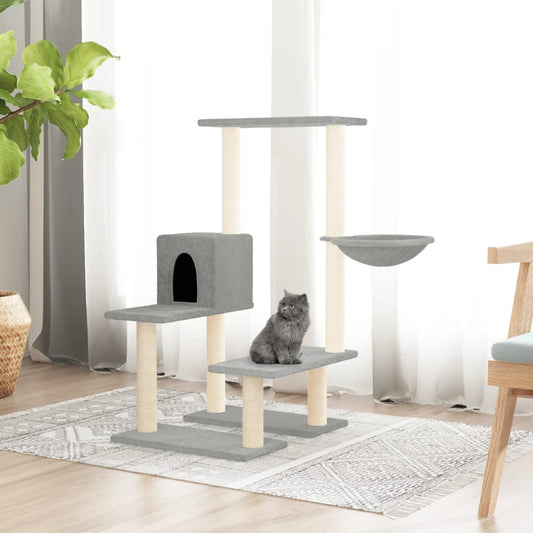 Albero per Gatti con Tiragraffi in Sisal Grigio Chiaro 94,5 cm - homemem39