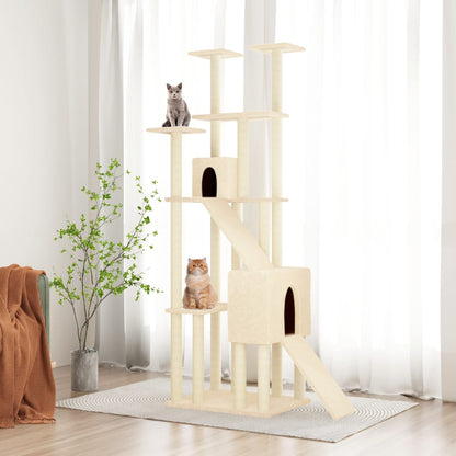 Albero per Gatti con Tiragraffi in Sisal Crema 190 cm | homemem39