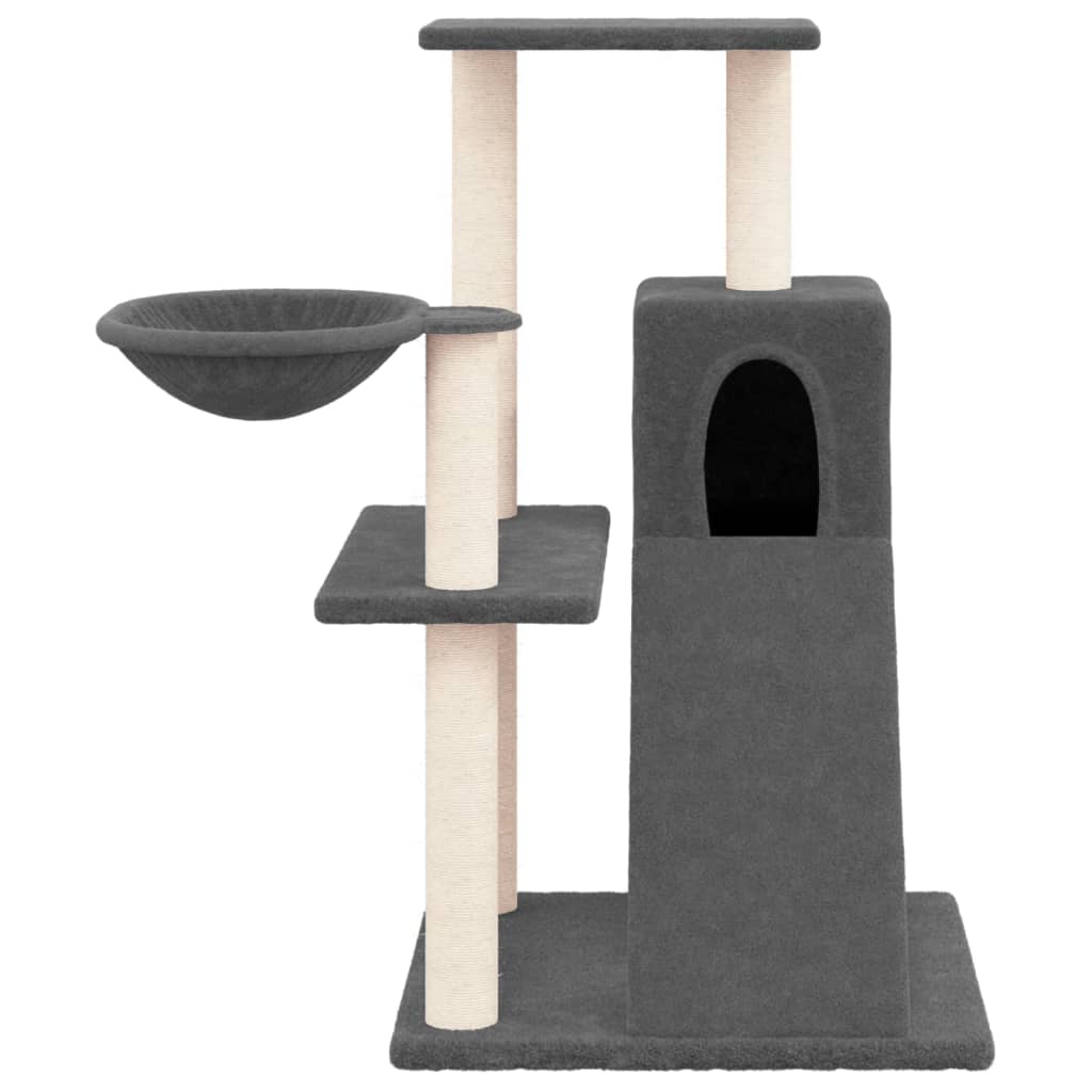 Albero per Gatti con Tiragraffi in Sisal Grigio Scuro 82 cm - homemem39