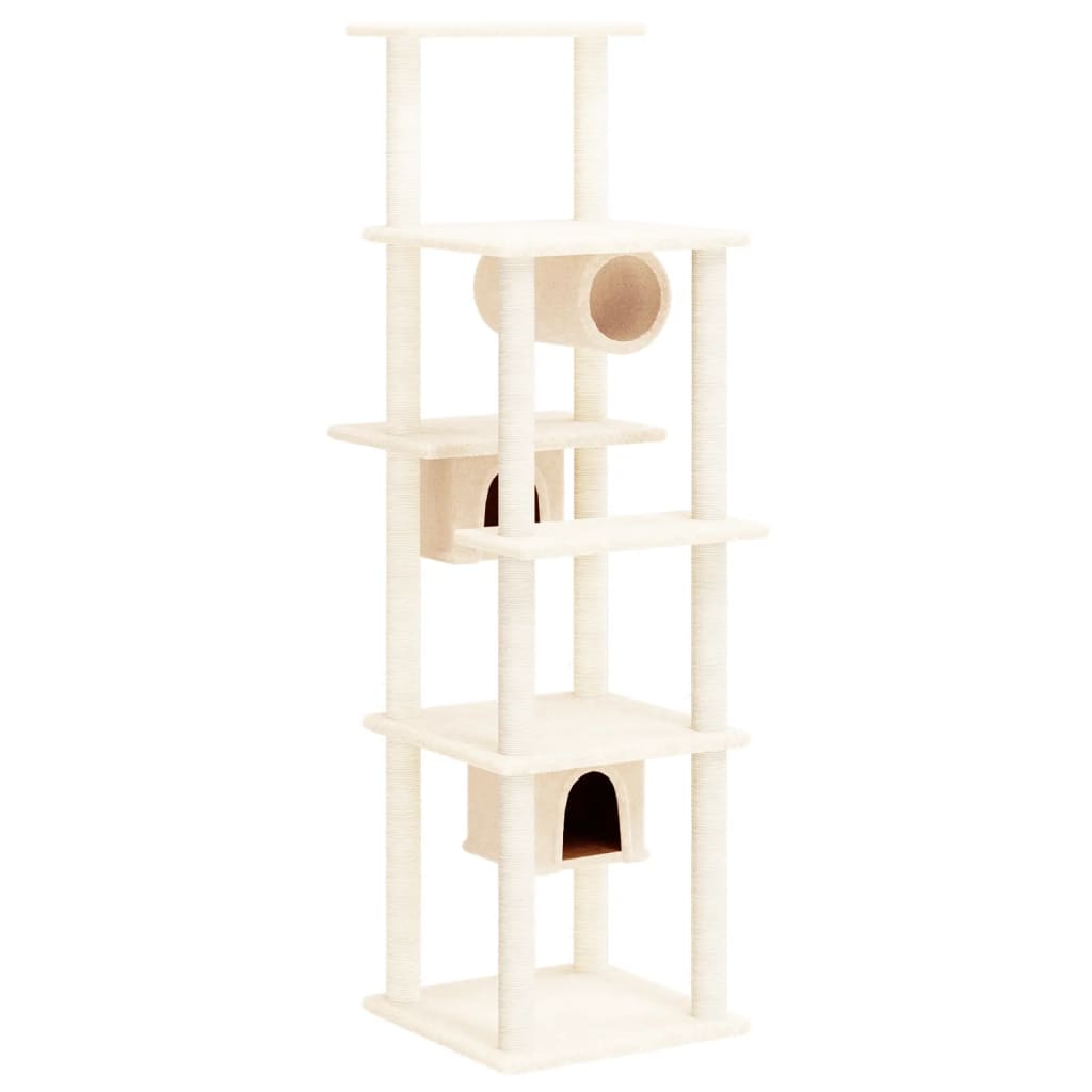 Albero per Gatti con Tiragraffi in Sisal Crema 169 cm | homemem39