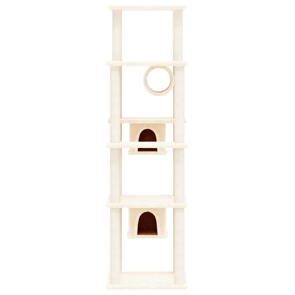Albero per Gatti con Tiragraffi in Sisal Crema 169 cm | homemem39