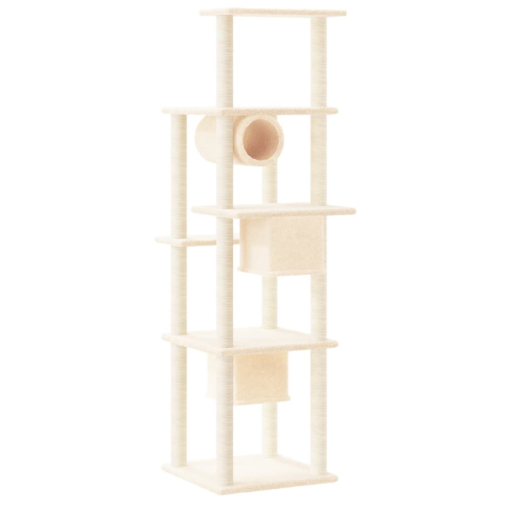 Albero per Gatti con Tiragraffi in Sisal Crema 169 cm | homemem39