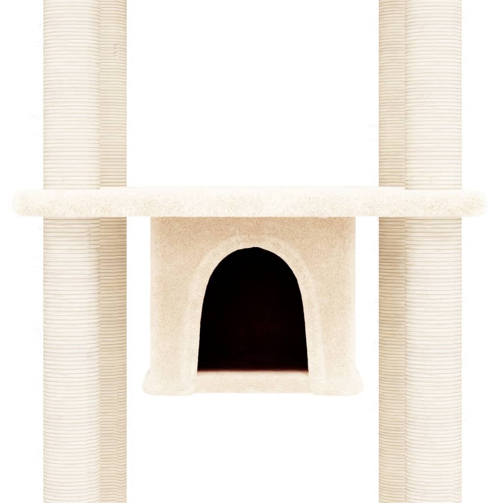 Albero per Gatti con Tiragraffi in Sisal Crema 169 cm | homemem39