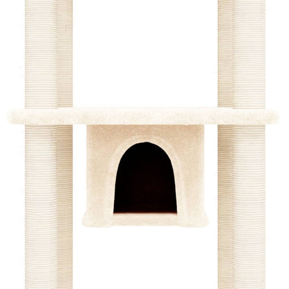 Albero per Gatti con Tiragraffi in Sisal Crema 169 cm | homemem39