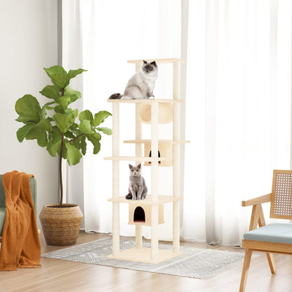 Albero per Gatti con Tiragraffi in Sisal Crema 169 cm | homemem39