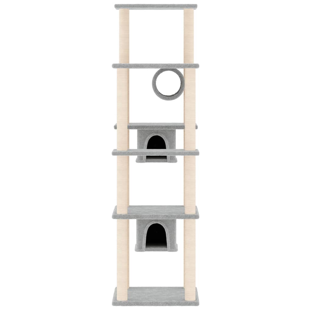 Albero per Gatti con Tiragraffi in Sisal Grigio Chiaro 169 cm | homemem39