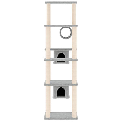Albero per Gatti con Tiragraffi in Sisal Grigio Chiaro 169 cm | homemem39
