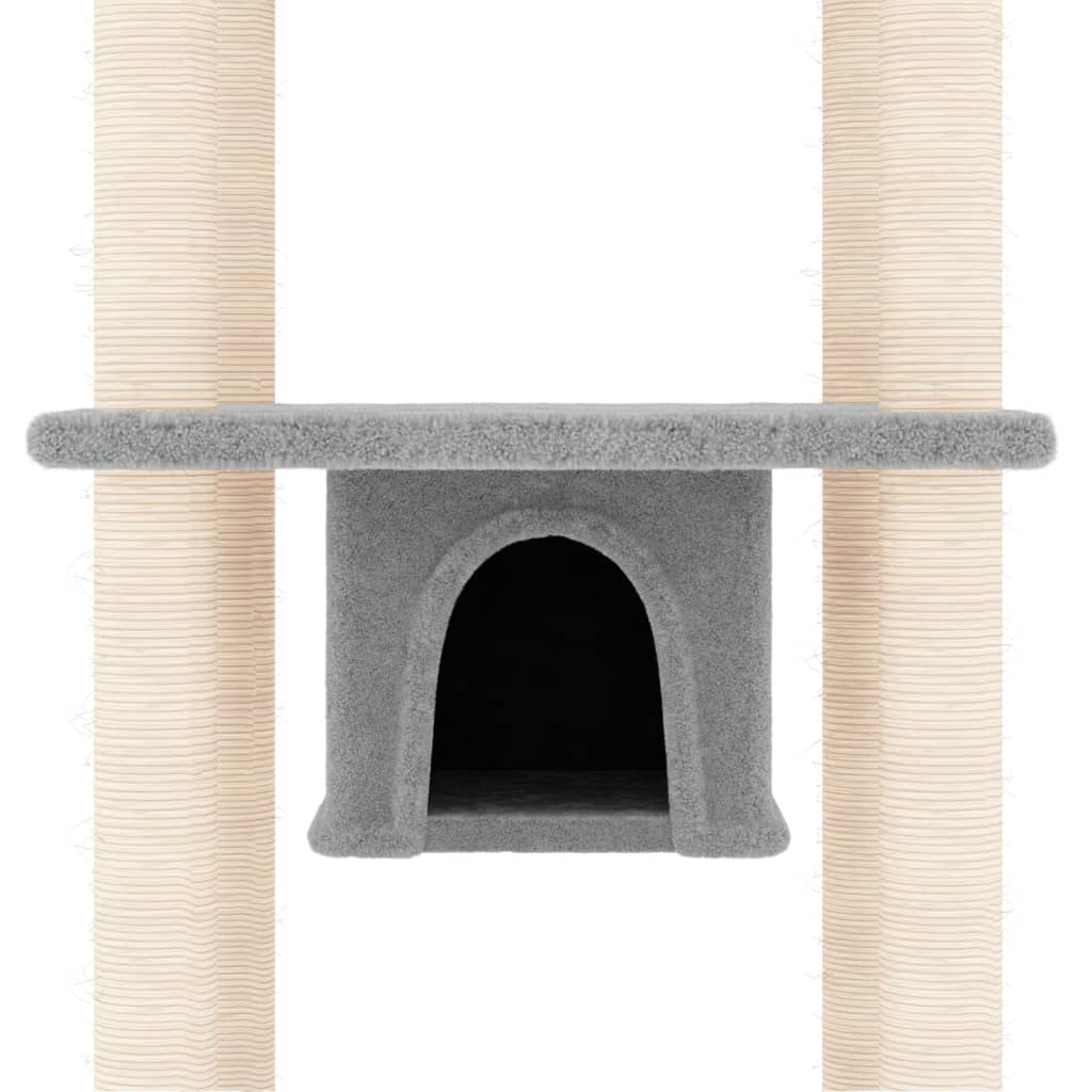 Albero per Gatti con Tiragraffi in Sisal Grigio Chiaro 169 cm | homemem39