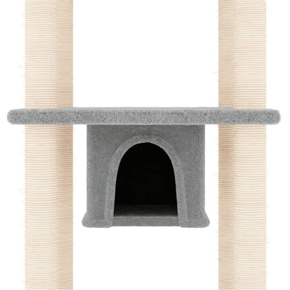 Albero per Gatti con Tiragraffi in Sisal Grigio Chiaro 169 cm | homemem39