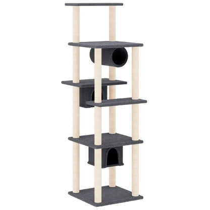 Albero per Gatti con Tiragraffi in Sisal Grigio Scuro 169 cm | homemem39