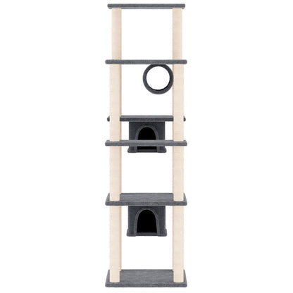 Albero per Gatti con Tiragraffi in Sisal Grigio Scuro 169 cm | homemem39
