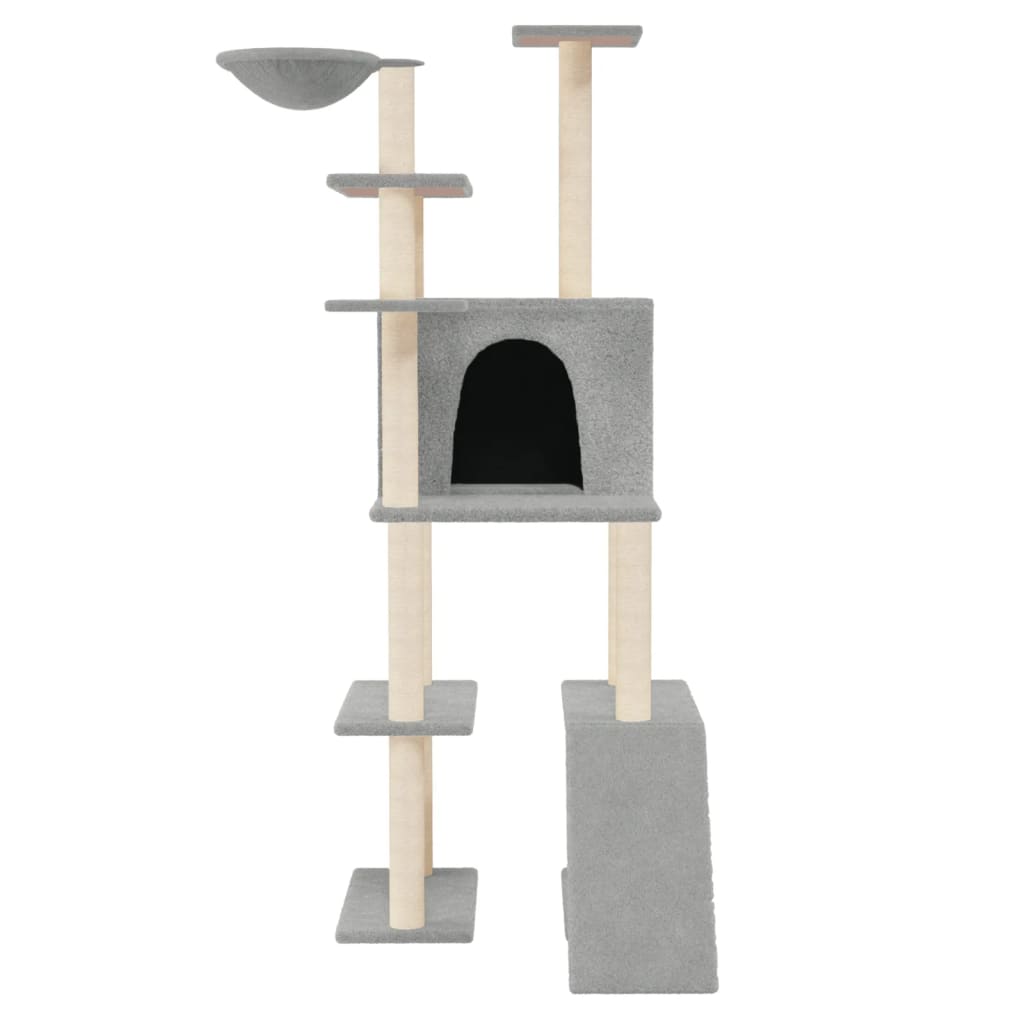 Albero per Gatti con Tiragraffi in Sisal Grigio Chiaro 166 cm - homemem39