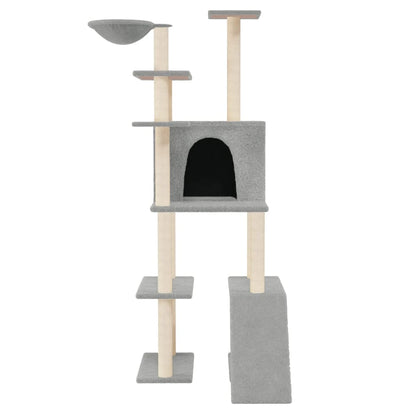 Albero per Gatti con Tiragraffi in Sisal Grigio Chiaro 166 cm - homemem39