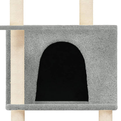 Albero per Gatti con Tiragraffi in Sisal Grigio Chiaro 166 cm - homemem39