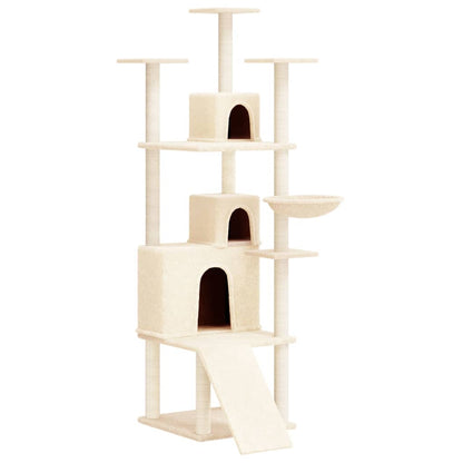 Albero per Gatti con Tiragraffi in Sisal Crema 175 cm | homemem39