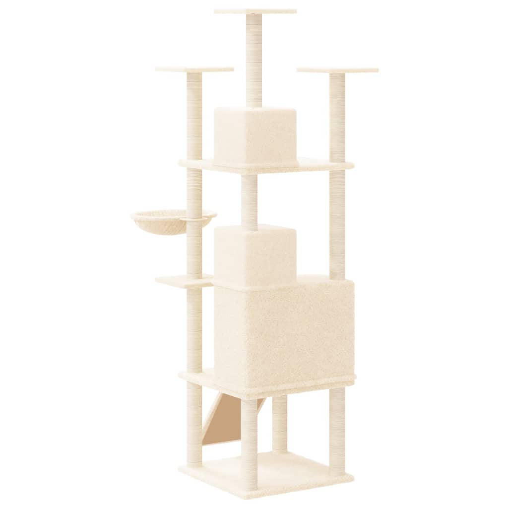 Albero per Gatti con Tiragraffi in Sisal Crema 175 cm | homemem39