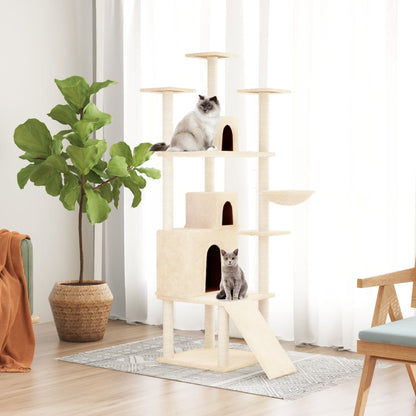 Albero per Gatti con Tiragraffi in Sisal Crema 175 cm | homemem39