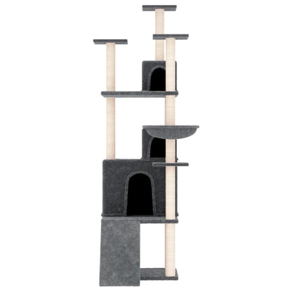 Albero per Gatti con Tiragraffi in Sisal Grigio Scuro 175 cm | homemem39
