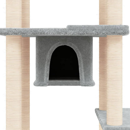 Albero per Gatti con Tiragraffi in Sisal Grigio Chiaro 176 cm - homemem39