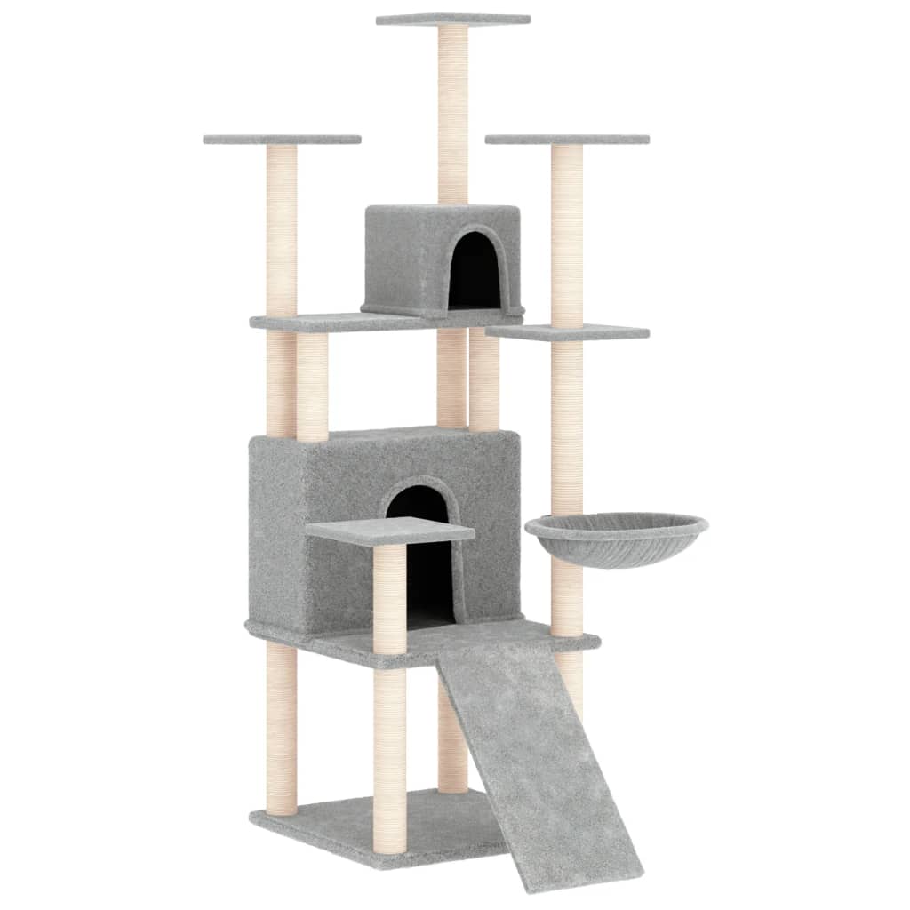 Albero per Gatti con Tiragraffi in Sisal Grigio Chiaro 154 cm - homemem39