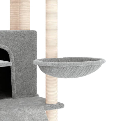 Albero per Gatti con Tiragraffi in Sisal Grigio Chiaro 154 cm - homemem39