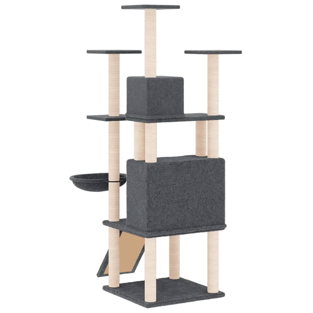 Albero per Gatti con Tiragraffi in Sisal Grigio Scuro 154 cm - homemem39