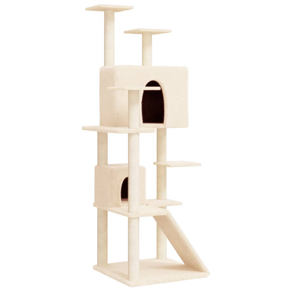 Albero per Gatti con Tiragraffi in Sisal Crema 153 cm - homemem39