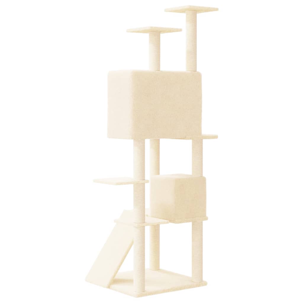 Albero per Gatti con Tiragraffi in Sisal Crema 153 cm - homemem39