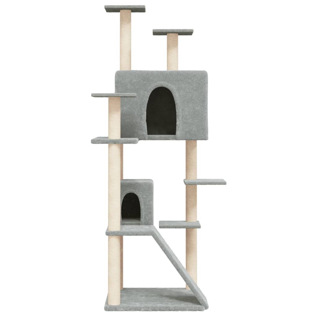 Albero per Gatti con Tiragraffi in Sisal Grigio Chiaro 153 cm - homemem39