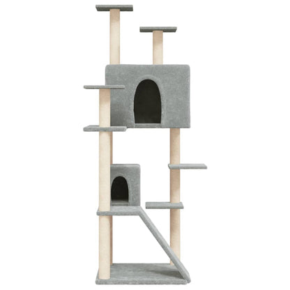 Albero per Gatti con Tiragraffi in Sisal Grigio Chiaro 153 cm - homemem39