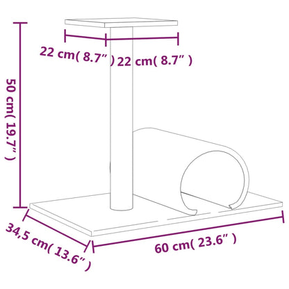 Palo Tiragraffi per Gatti con Tunnel Crema 60x34,5x50 cm | homemem39