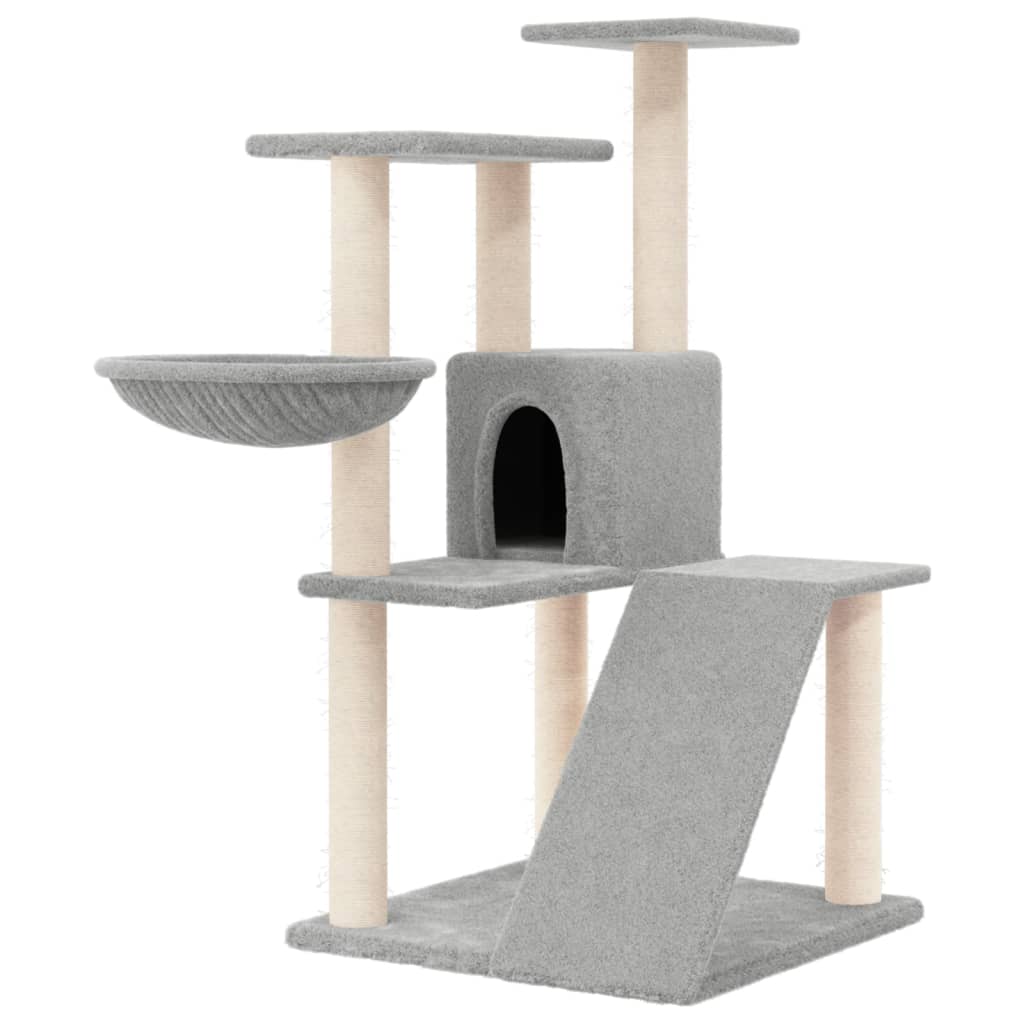 Albero per Gatti con Tiragraffi in Sisal Grigio Chiaro 94 cm