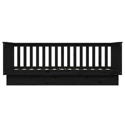 Dormeuse Nera 100x200 cm in Legno Massello di Pino - homemem39