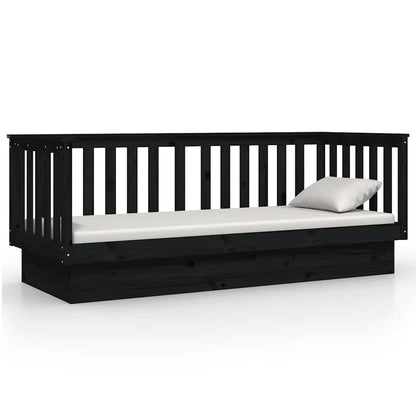 Dormeuse Nera 75x190 cm in Legno Massello di Pino