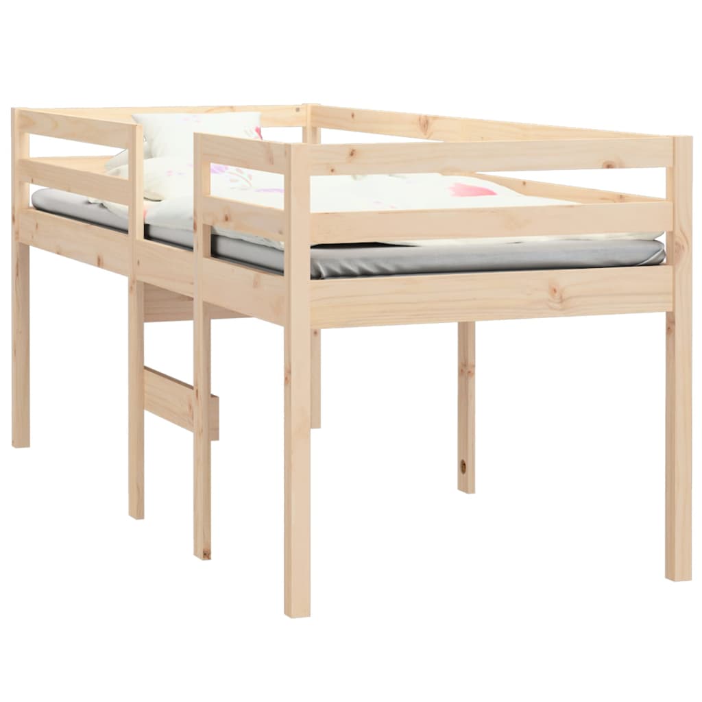 Letto a Soppalco 90x200 cm in Legno Massello di Pino - homemem39